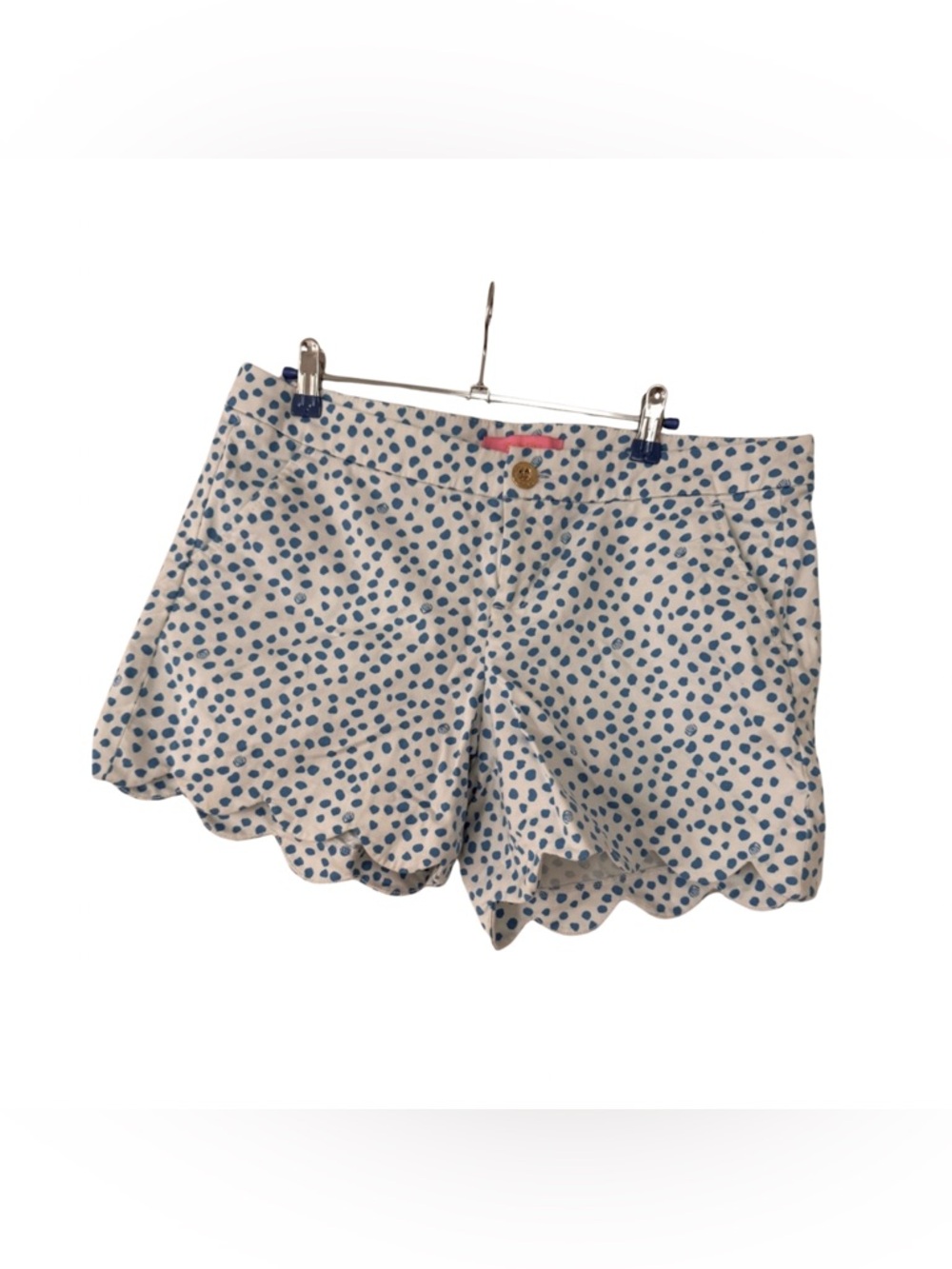 Lilly Pulitzer Blue Dot Print Scalloped Shorts | Size 10